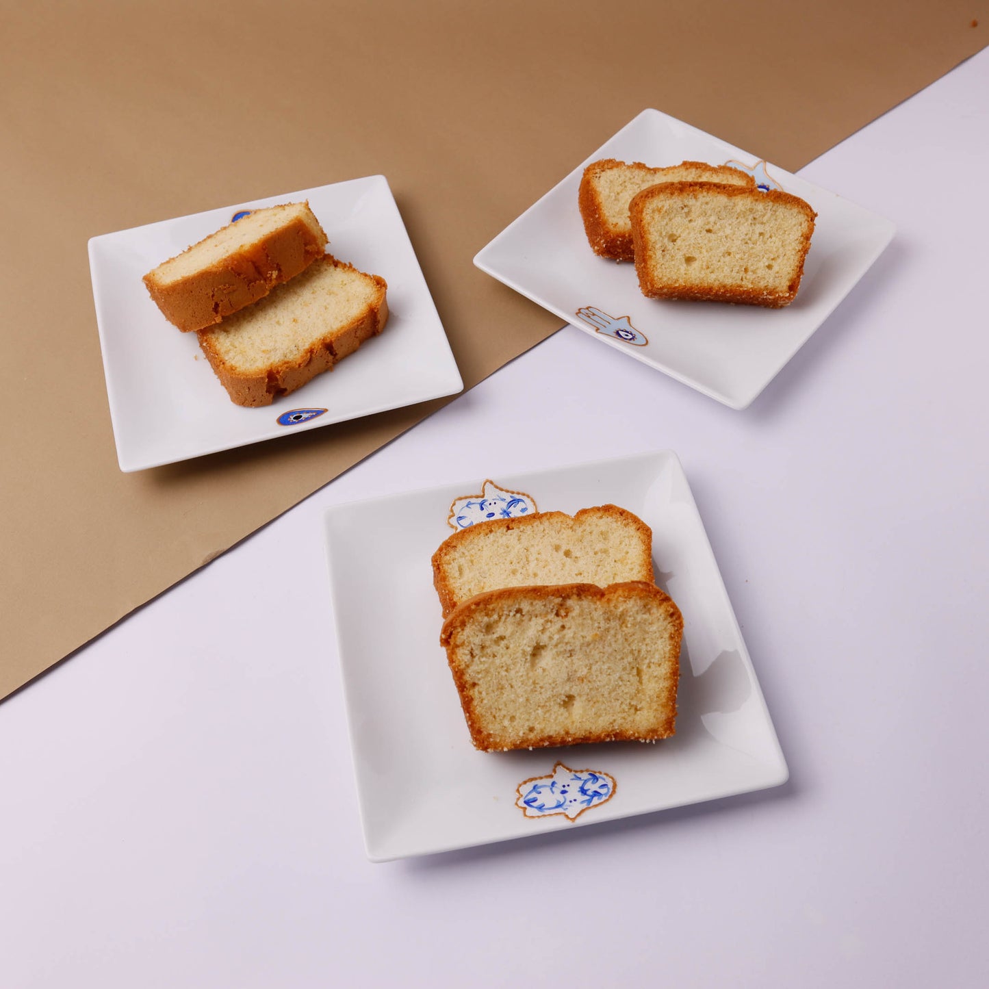 Blue Fatima Hands & Eyes Dessert Plates Set of Six