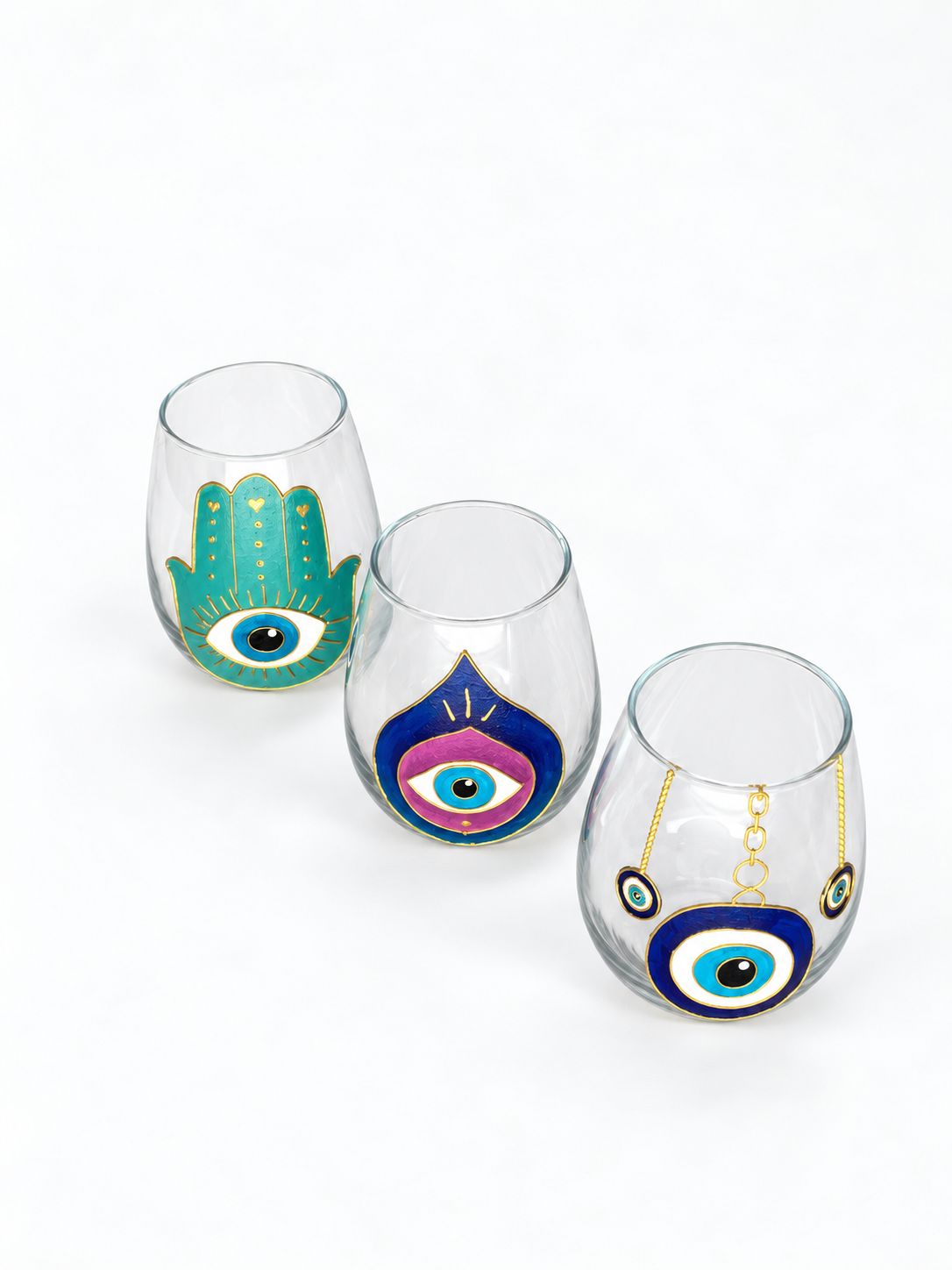 Hamsa & Nazar Charms Water Cups Set of Six