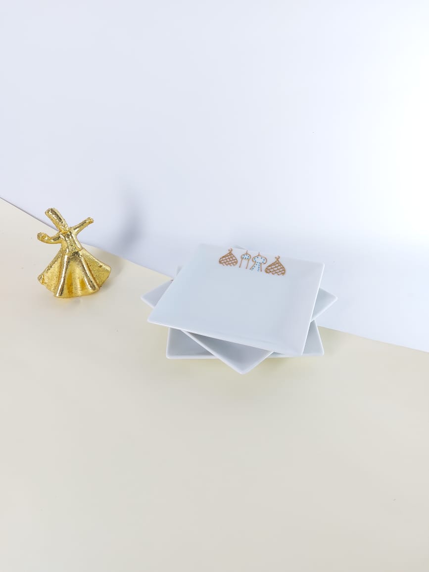 Islamic Village Gold Outline Dessert Plates set of six