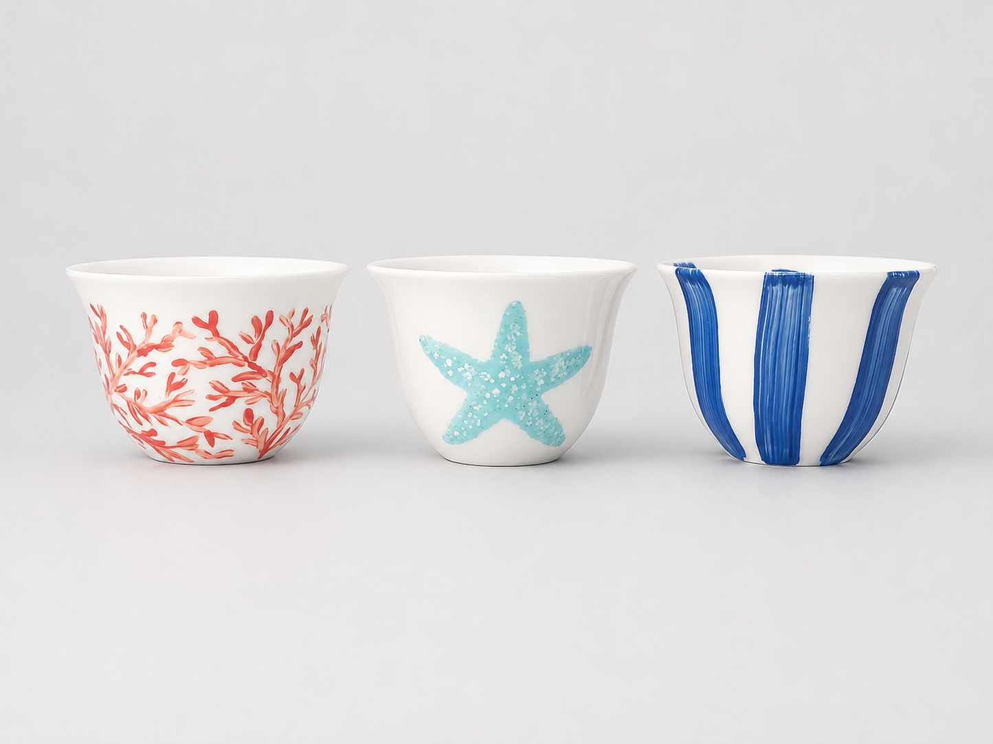 Mediterranean Sea Life Arabic Coffee Cups Set of Six