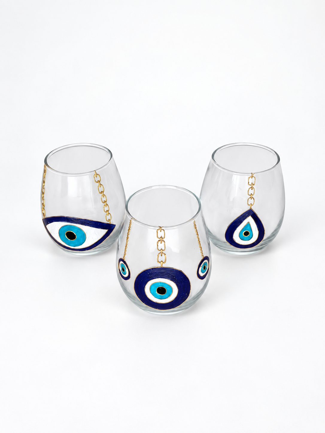 Golden Nazar with Chains Water Cups Set of Six