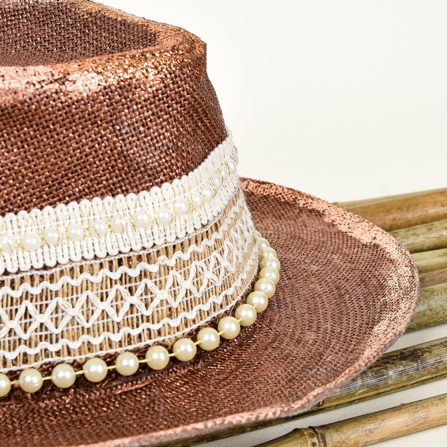 Vintage Copper and Beige Hat