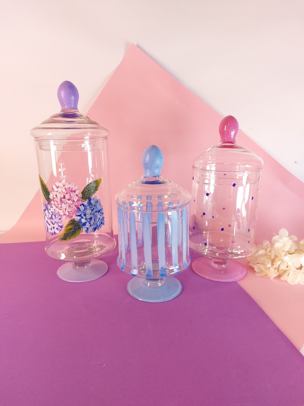 Hydrangea Candy Jars Set of 3