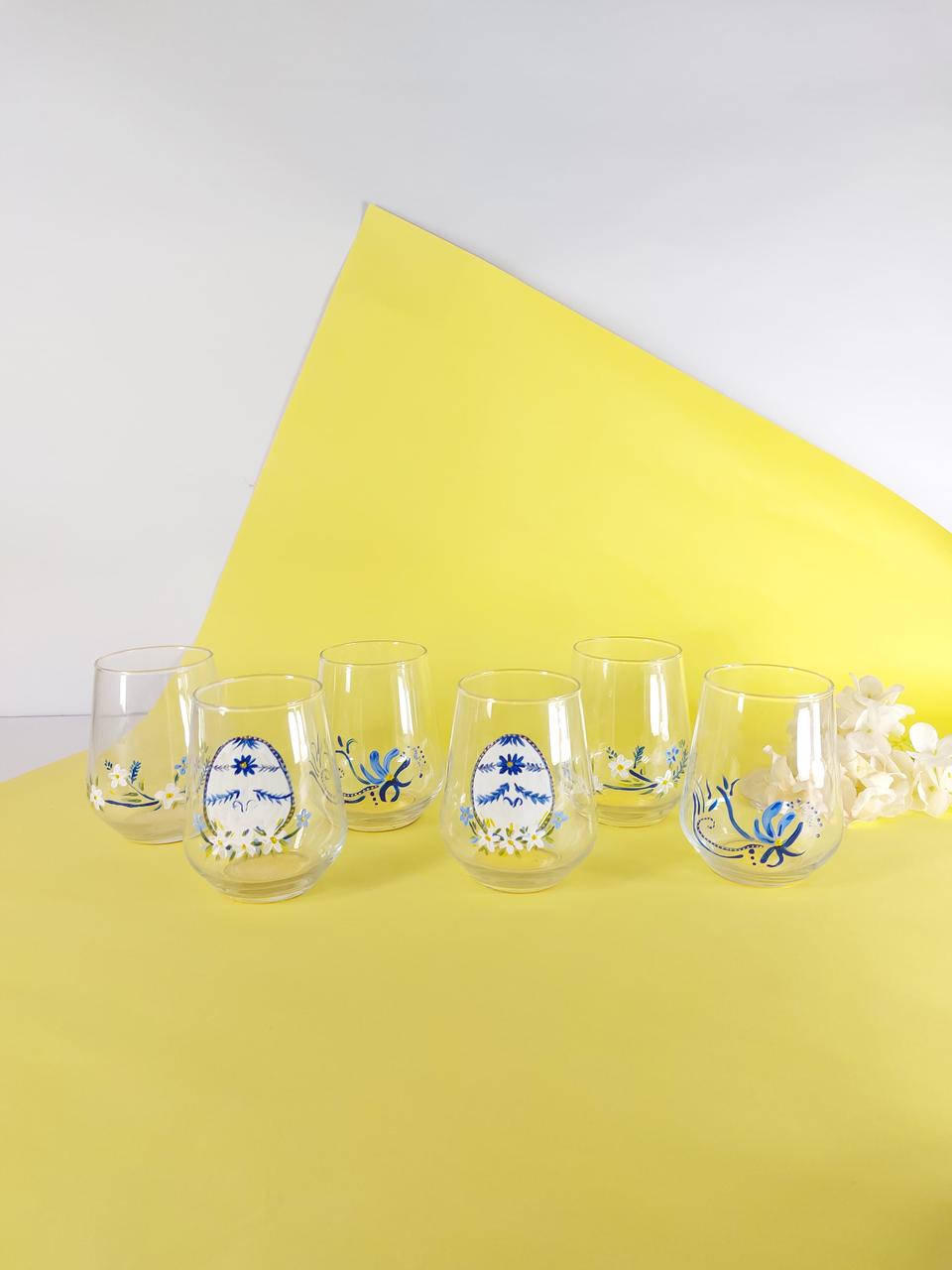 Blue Easter Egg Water Cups Set of Six