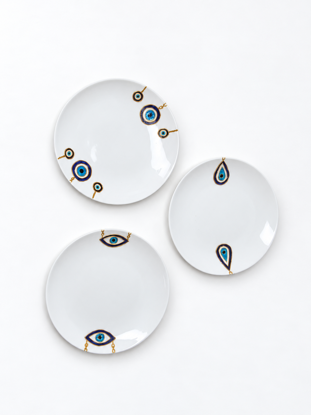 Golden Nazar with Chains Dessert Plates Set of Six