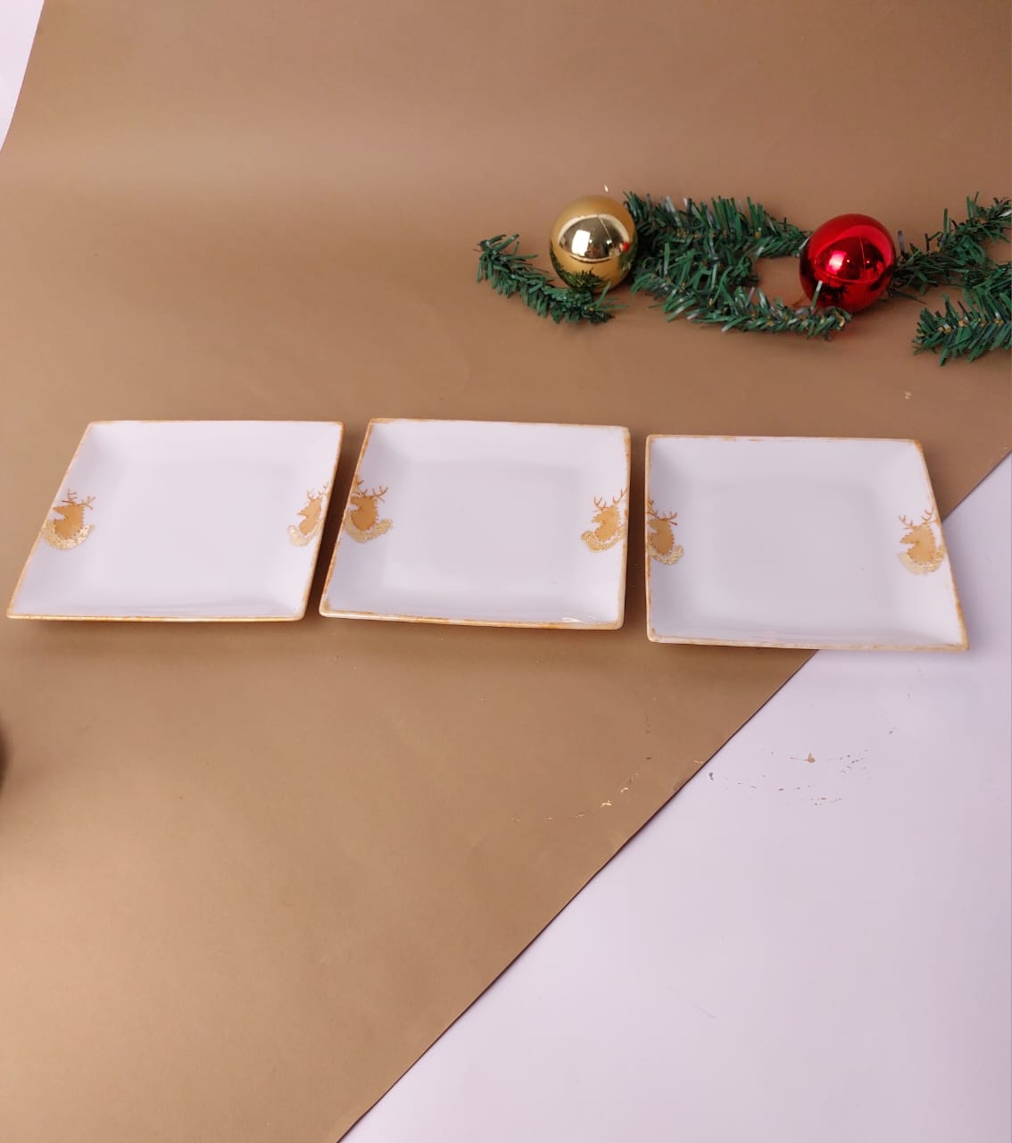 Metallic Deer Dessert Plates set of six