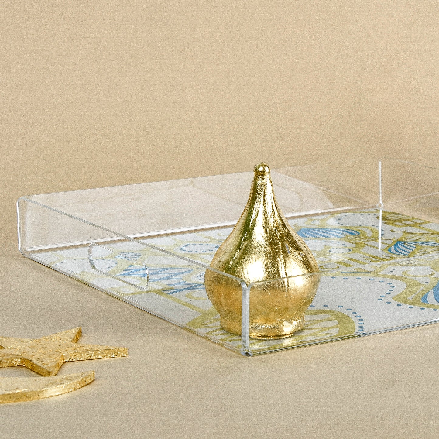 Islamic Village Gold Outline Medium Plexi Tray