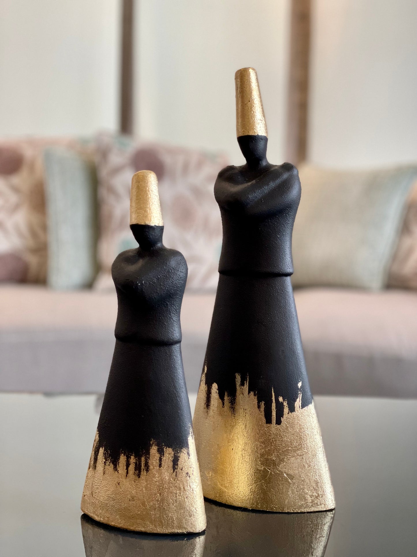 Standing Dervish With Gold Leaf set of 2