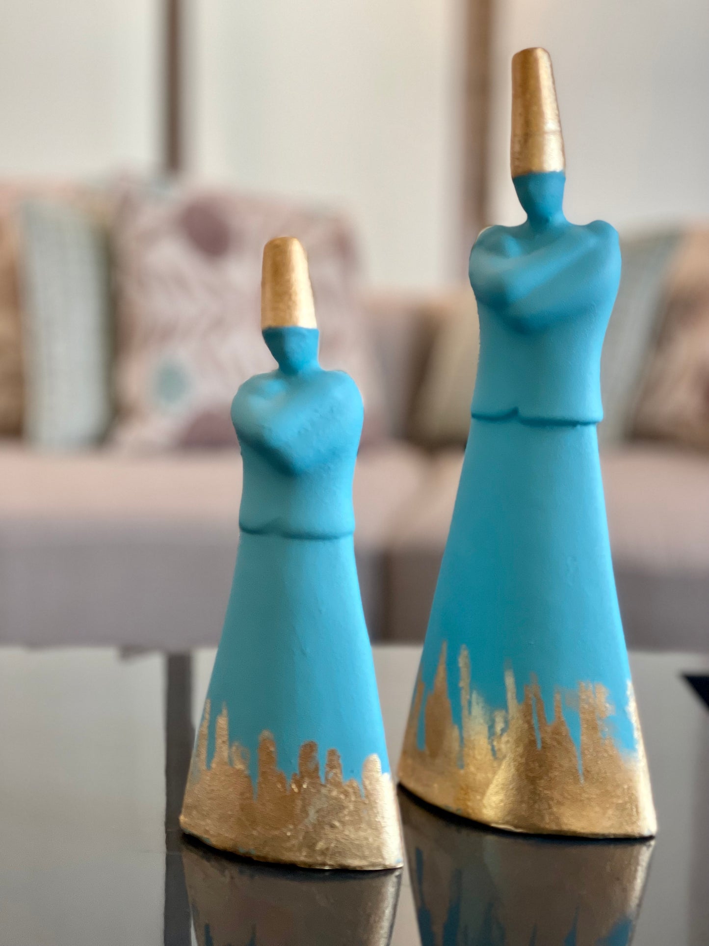 Standing Dervish With Gold Leaf set of 2