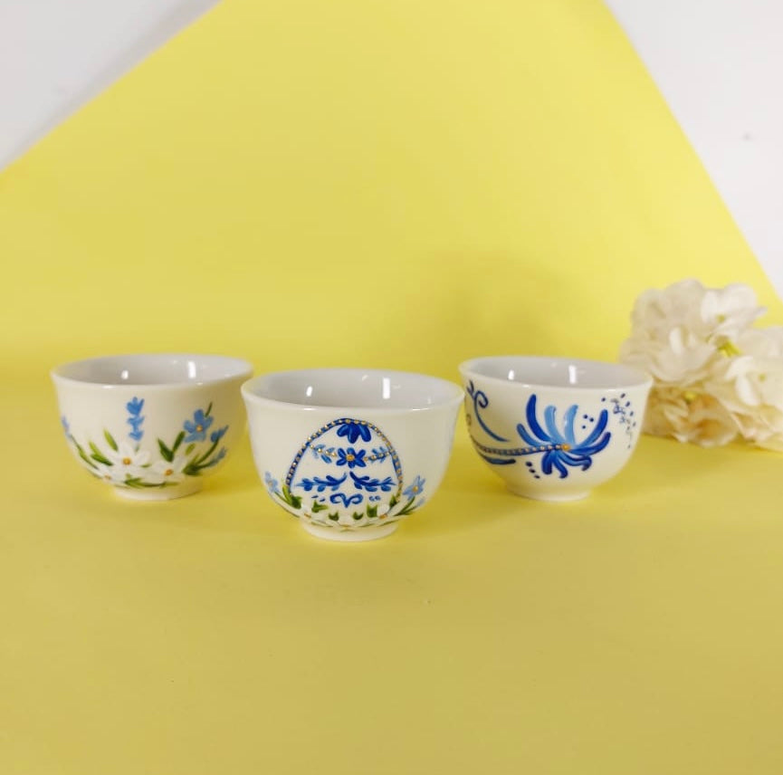 Blue Easter Egg Arabic Coffee Cups Set of Six