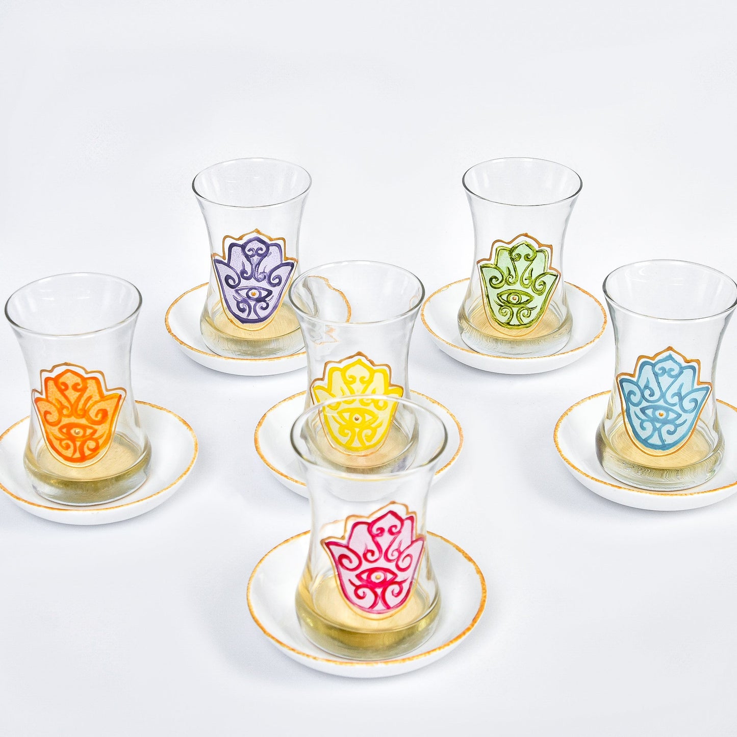 Rainbow Fatima Tea Cups – Set of Six”