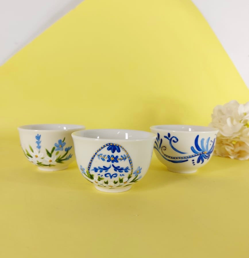 Blue Easter Egg Arabic Coffee Cups Set of Six