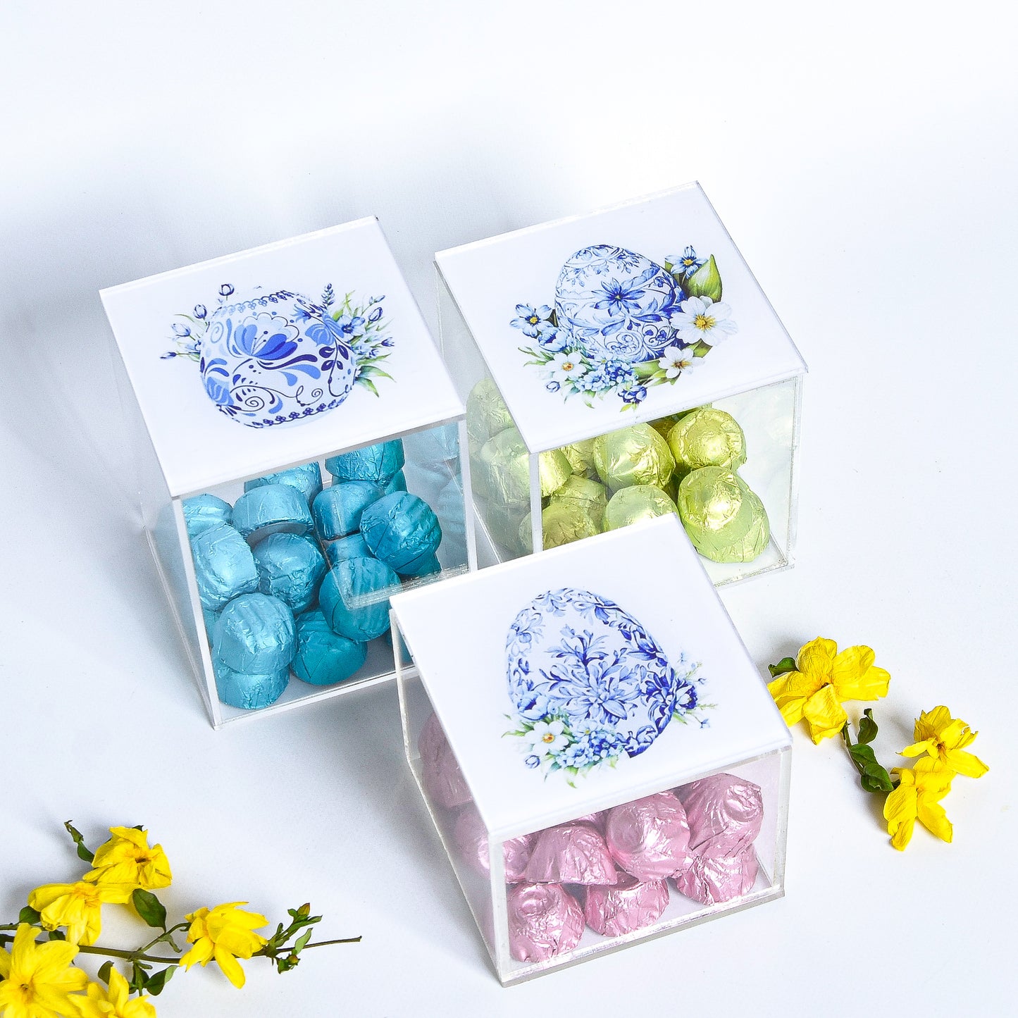 Blue Easter Egg Boxes Set of 3 10X10X10CM 10X10X8CM 10X10X12CM