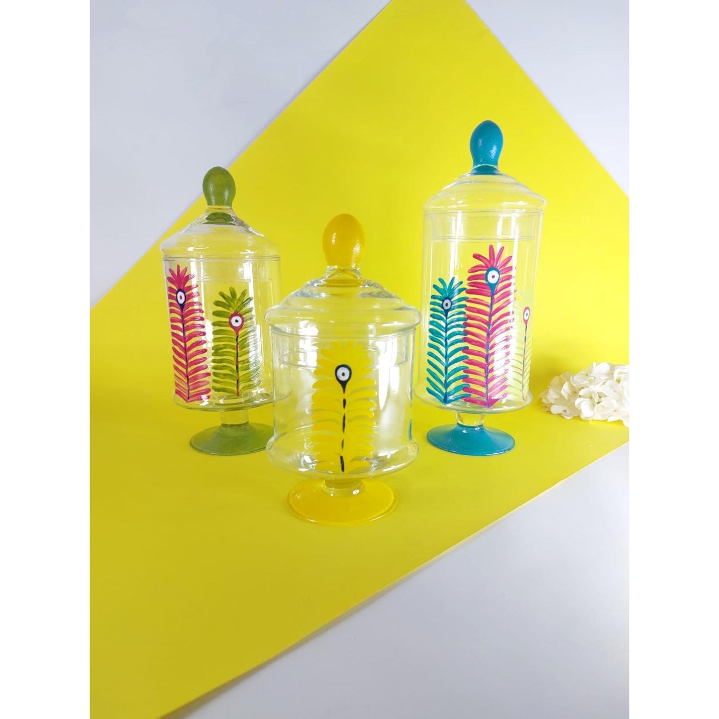 Three Feathers Hand-Painted Candy Jar Set