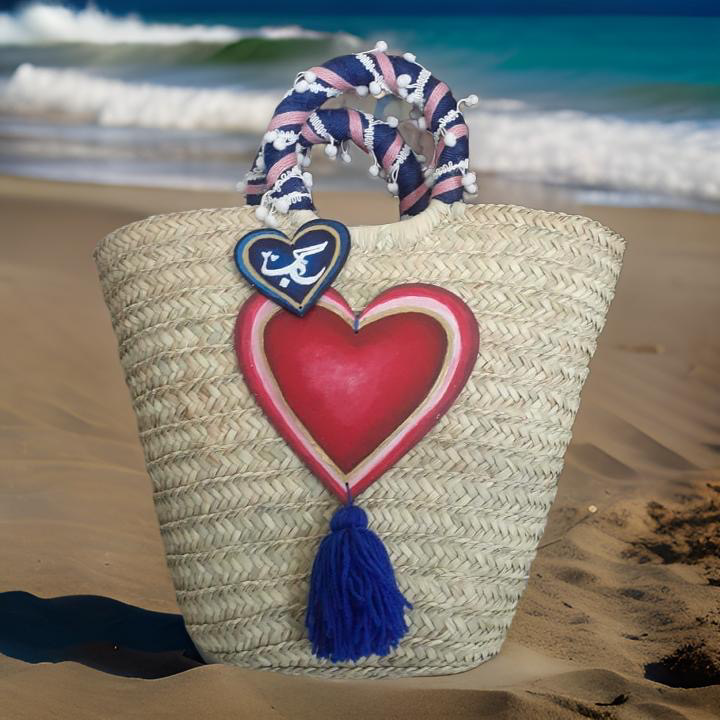 Big Red Heart Handmade Beach Bag