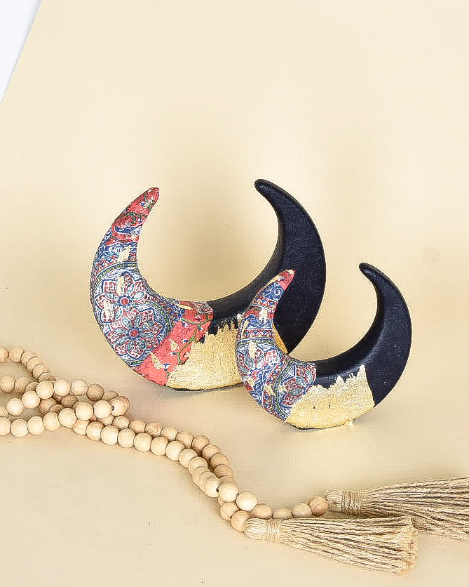 Dark Blue & Red Khayamiah Decorative Crescent – Set of Two