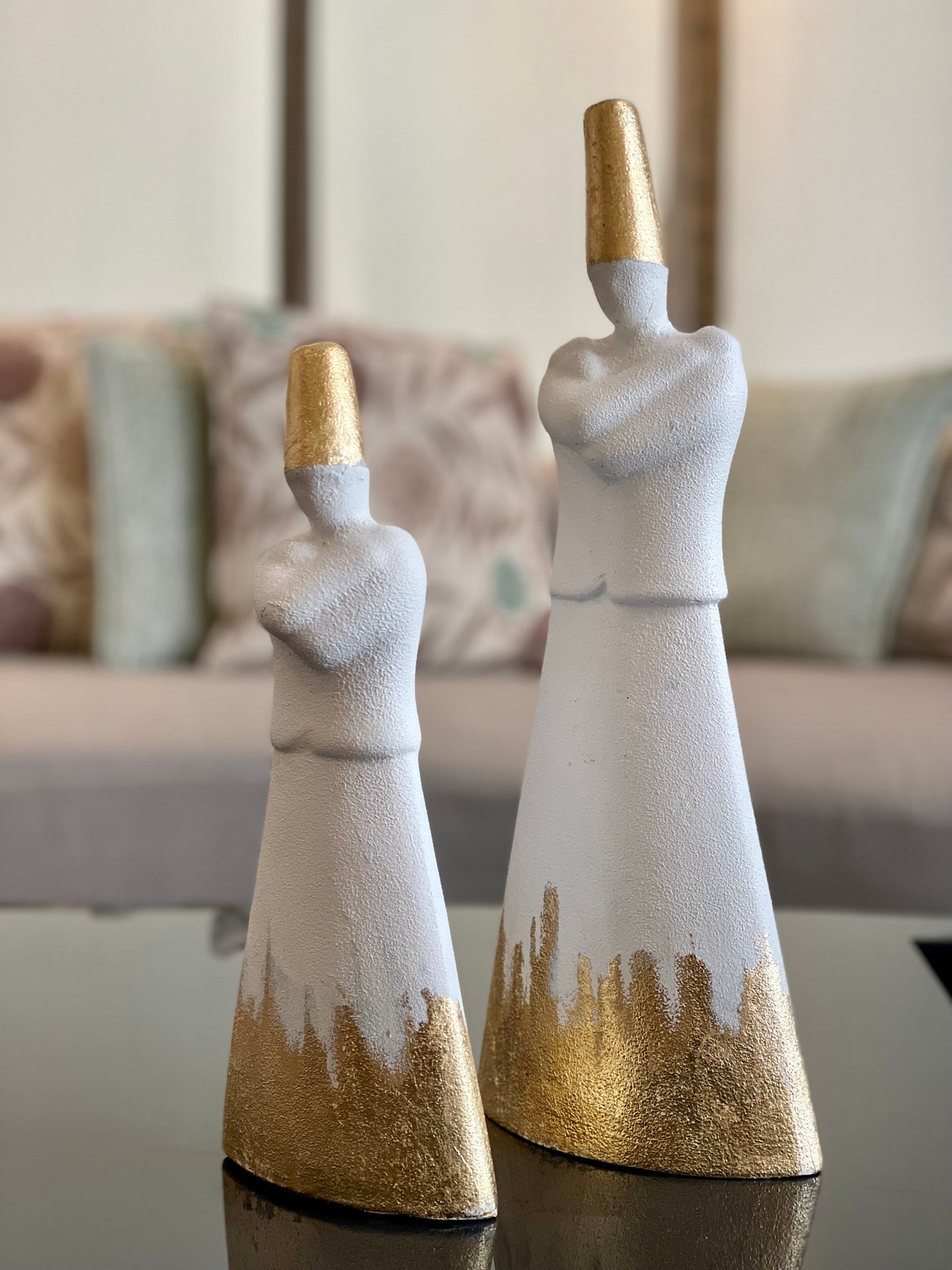Standing Dervish With Gold Leaf set of 2
