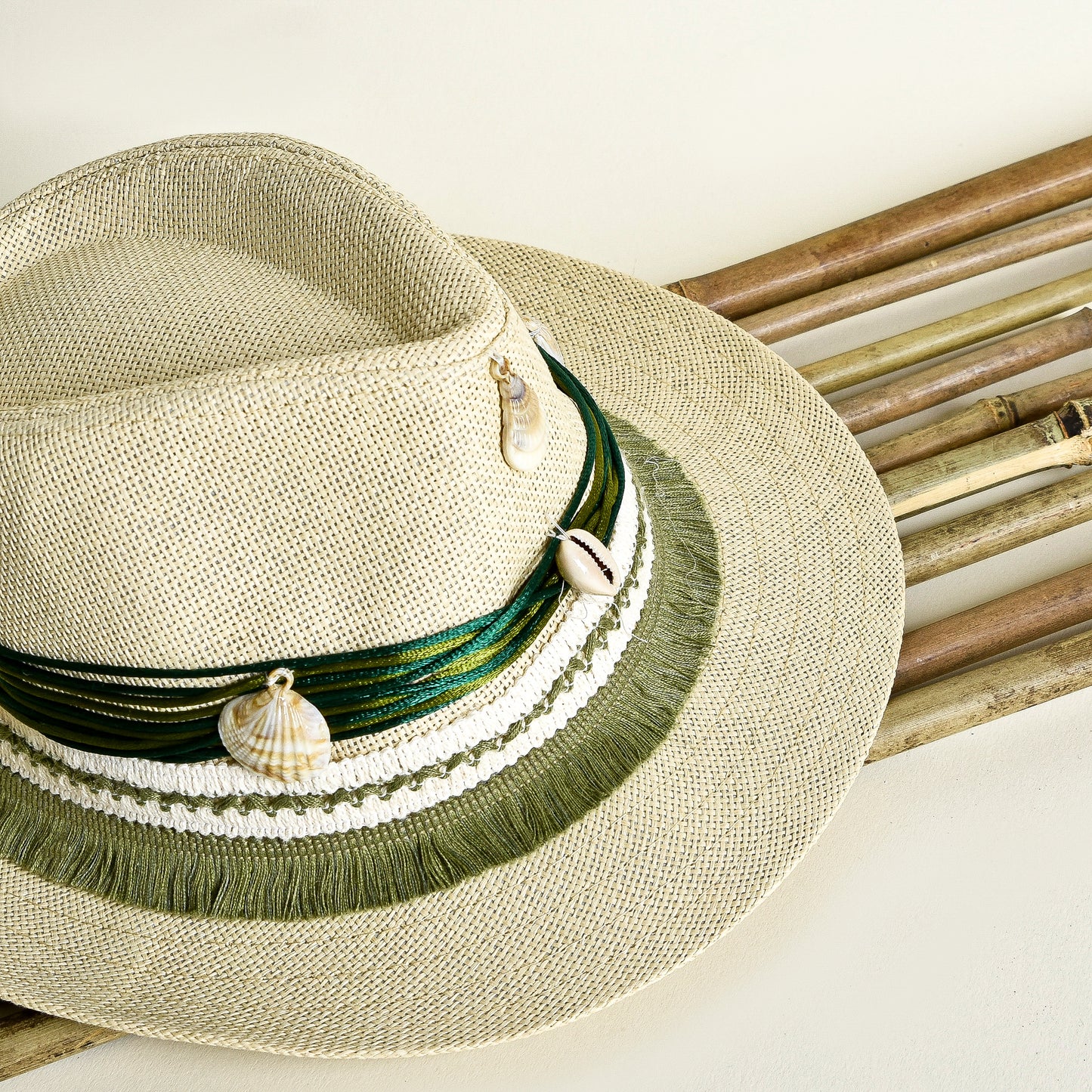 Olive Green Embellished Hat