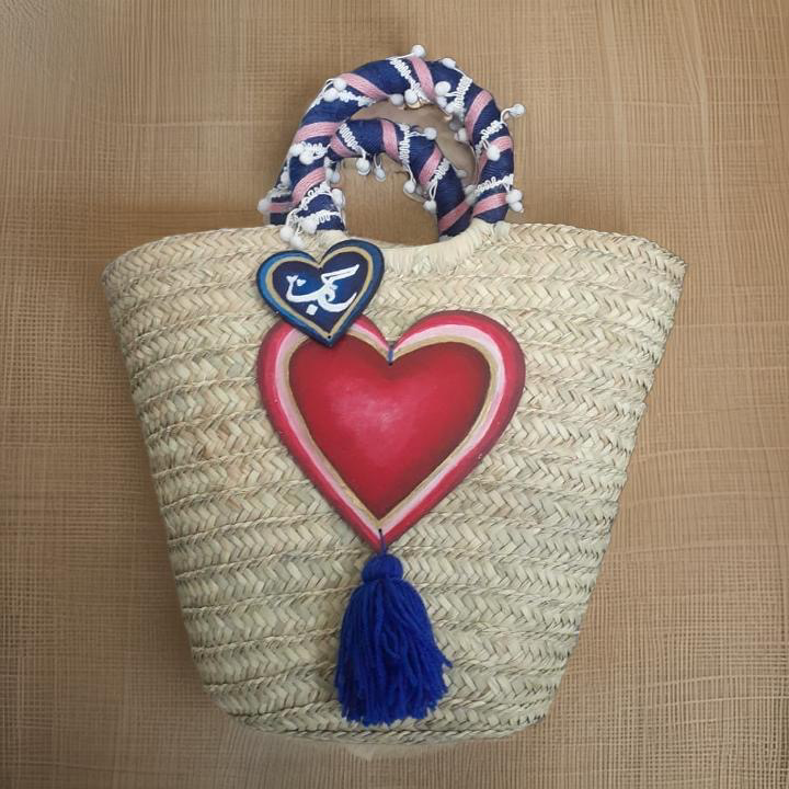 Big Red Heart Handmade Beach Bag