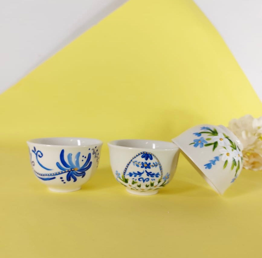 Blue Easter Egg Arabic Coffee Cups Set of Six
