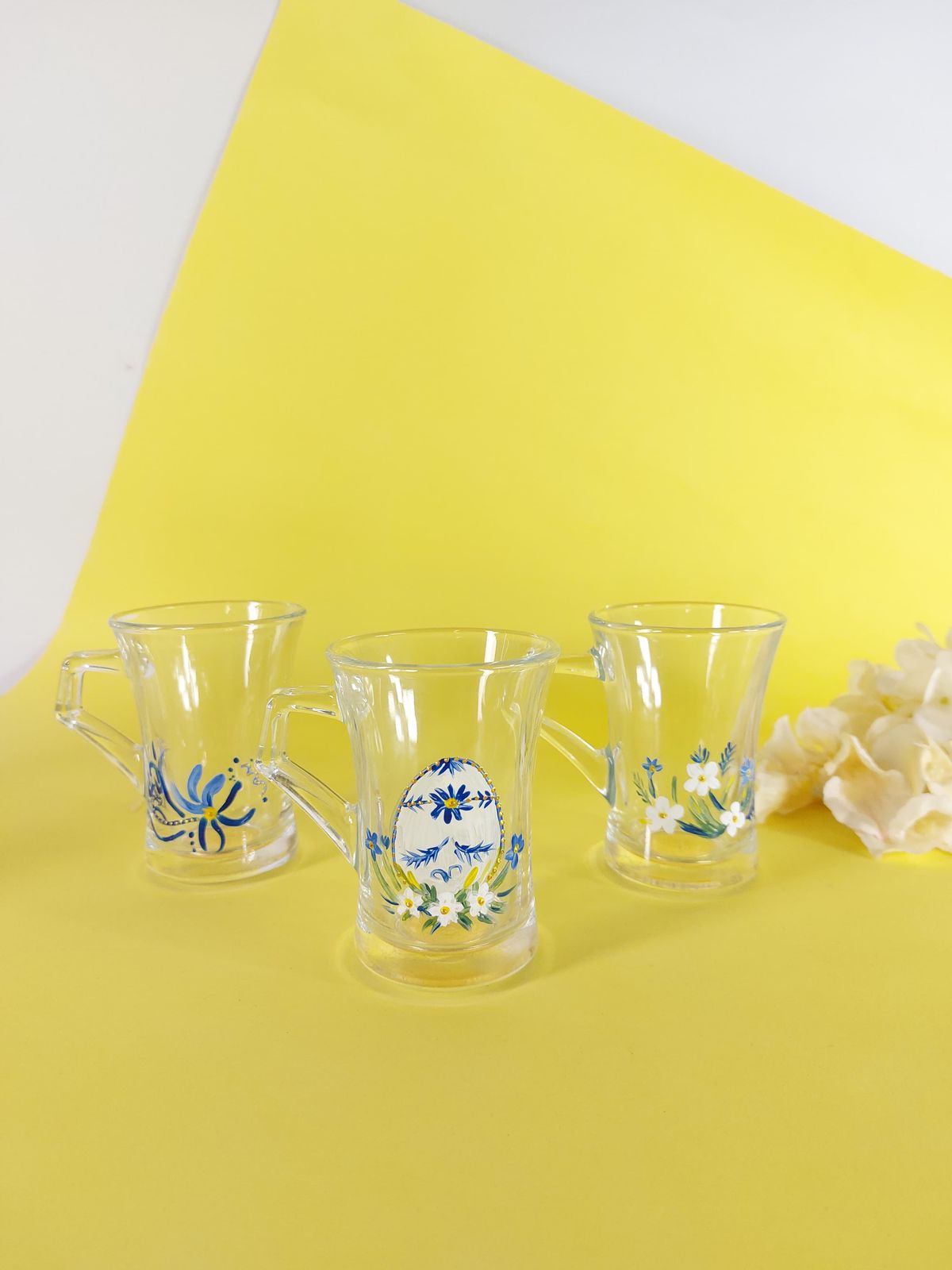 Blue Easter Egg Tea Cups With Handles Set of Six