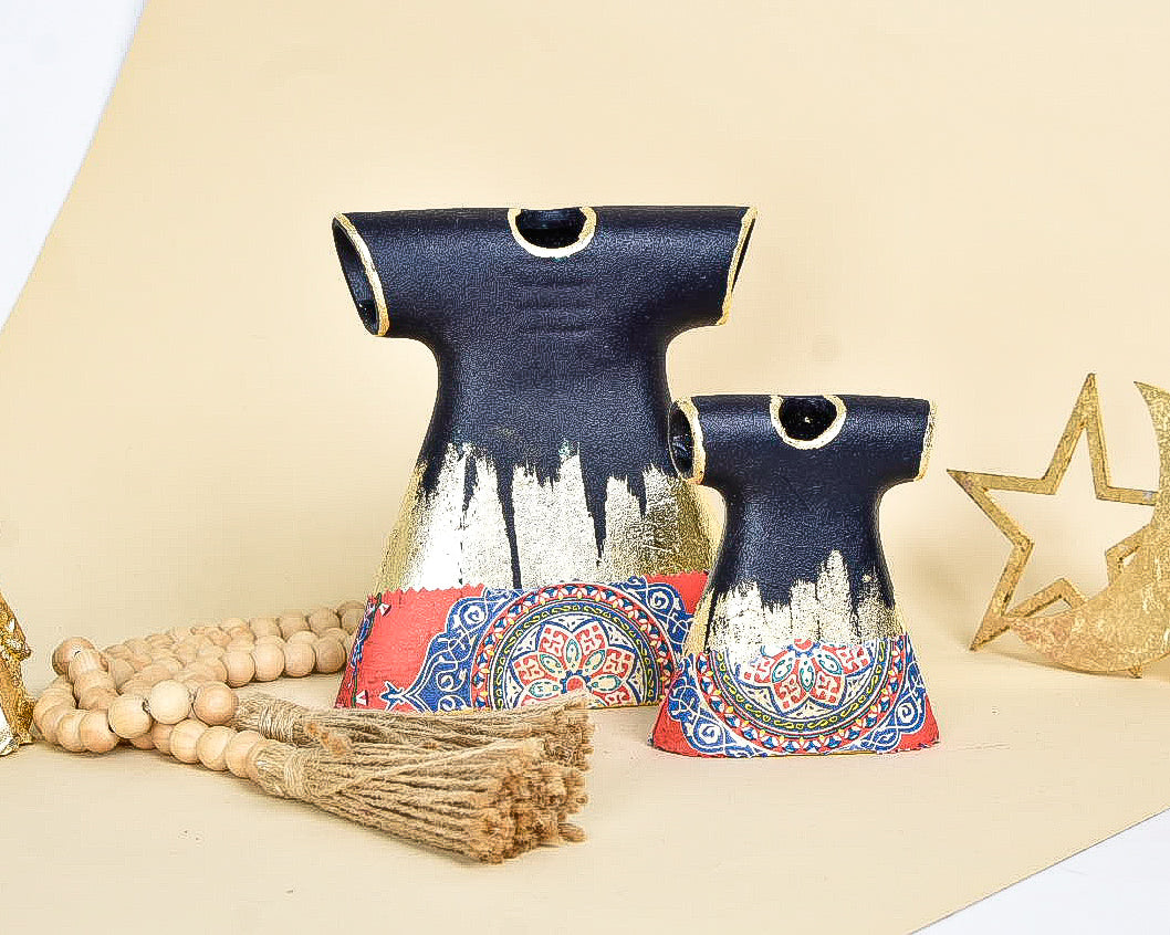Dark Blue & Gold Calligraphy – Clay Kaftan Set