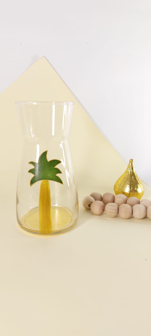 Green Palm Tree Water Carafe