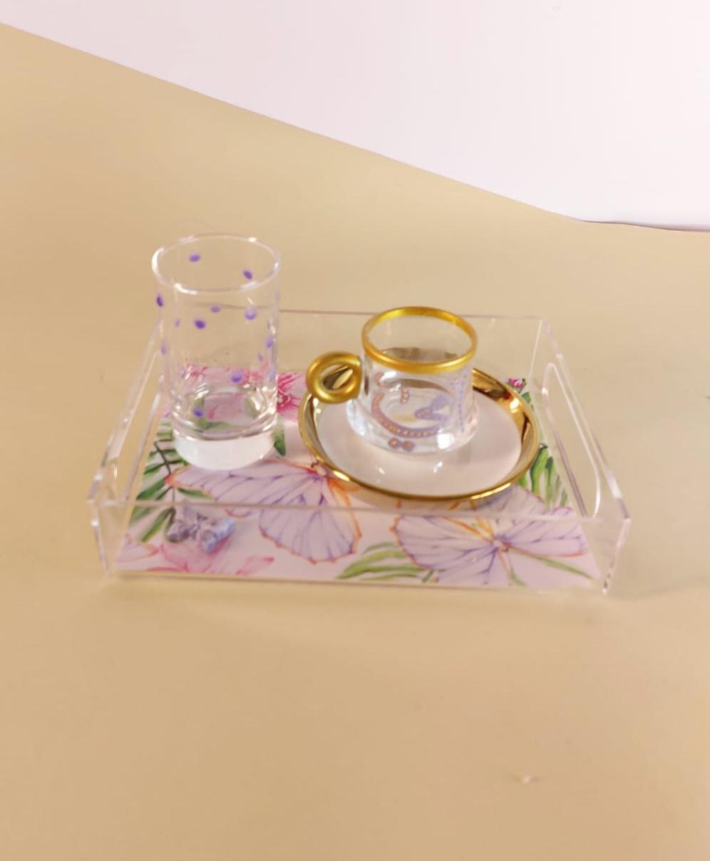 Purple Butterfly Set - Transparent Cup