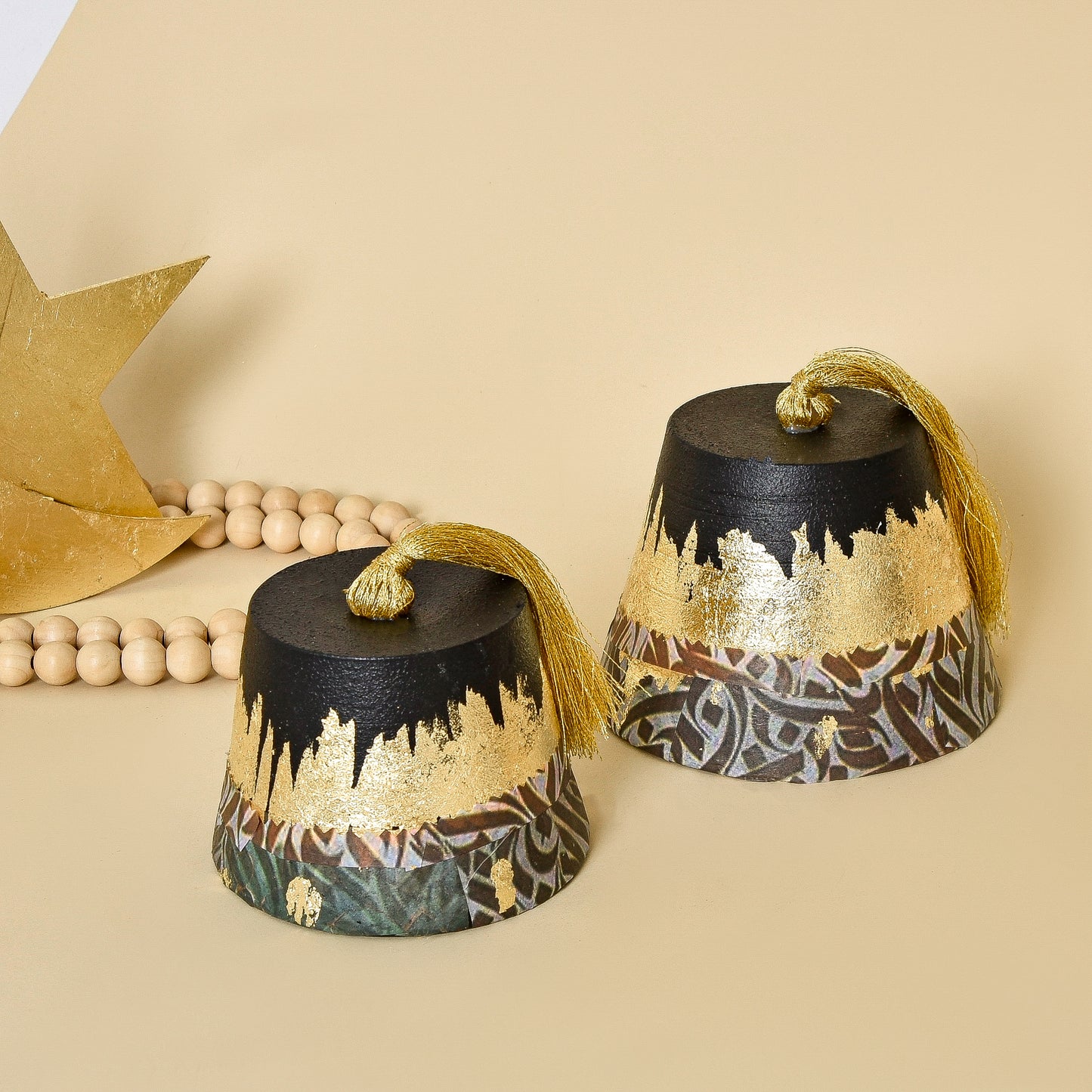 Dark Calligraphy Tarboosh set of 2