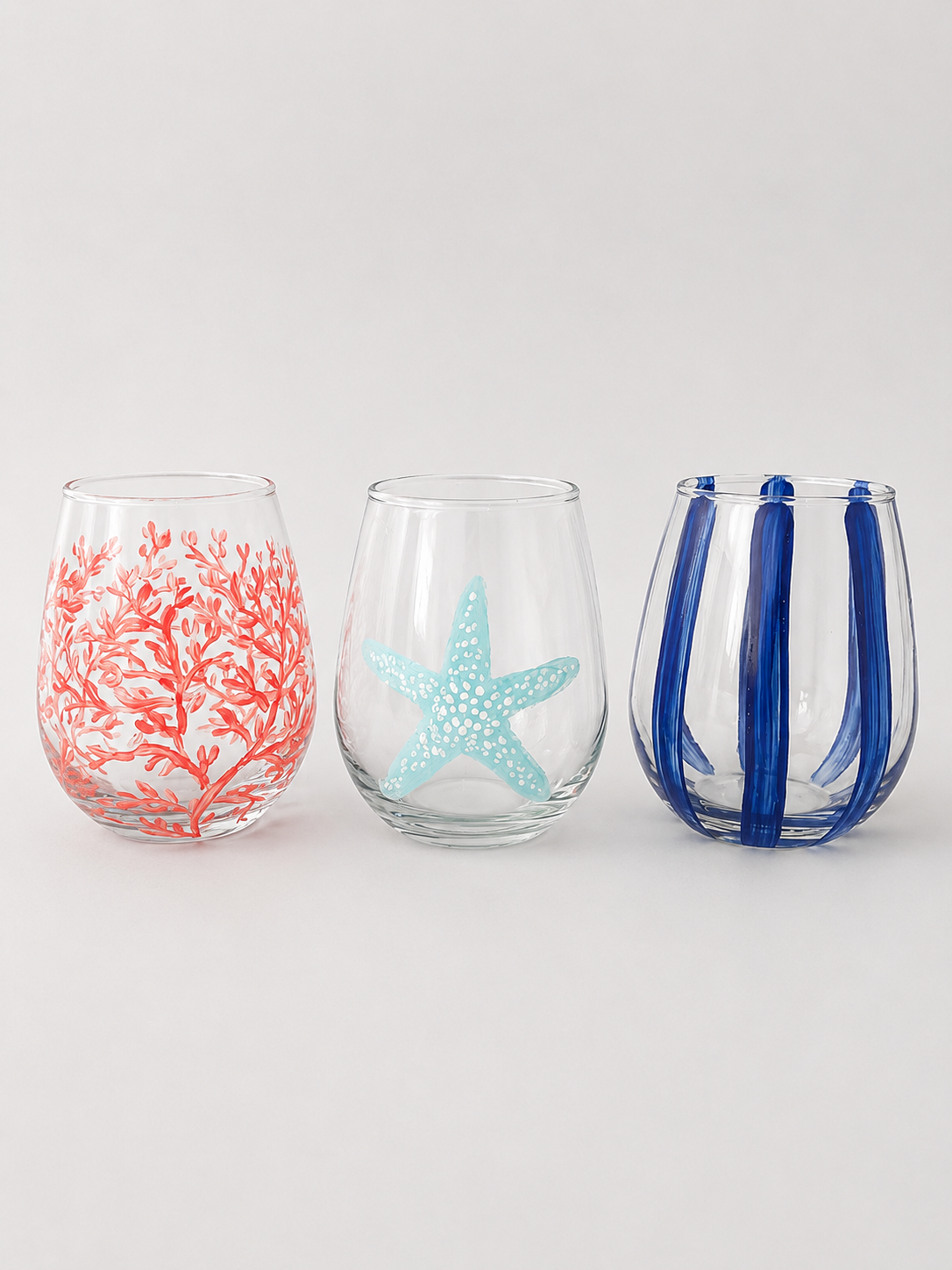 Mediterranean Sea Life Water Glasses Set of Six