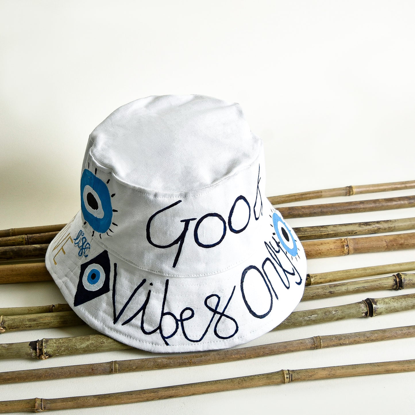 White Denim Eyes Hat