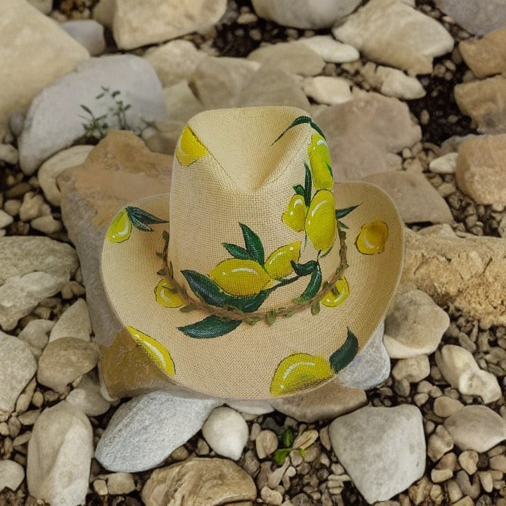 Lemon Hand Painted Summer Hat