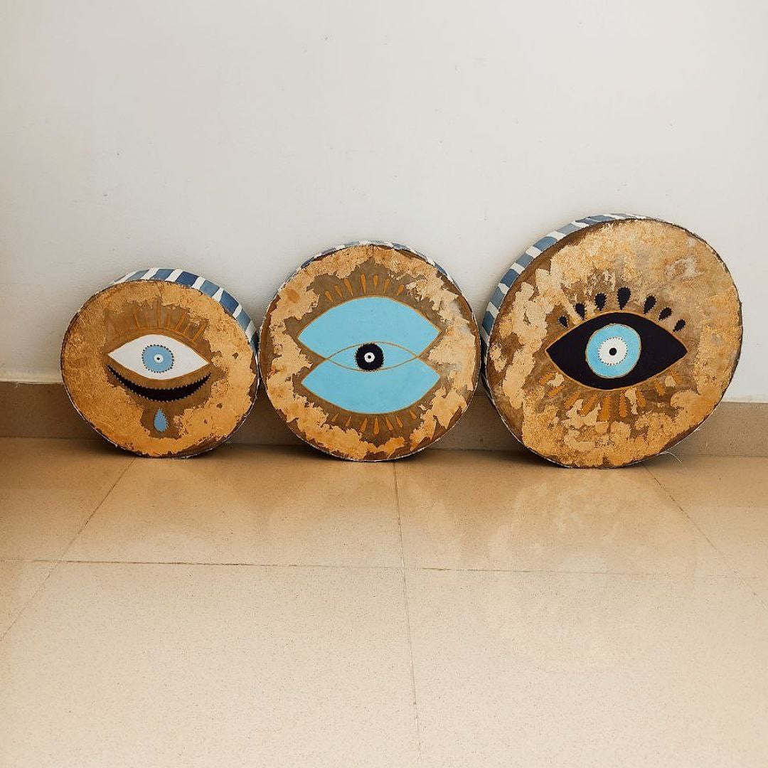 Blue Eye Hand Painted Daff Set of Three