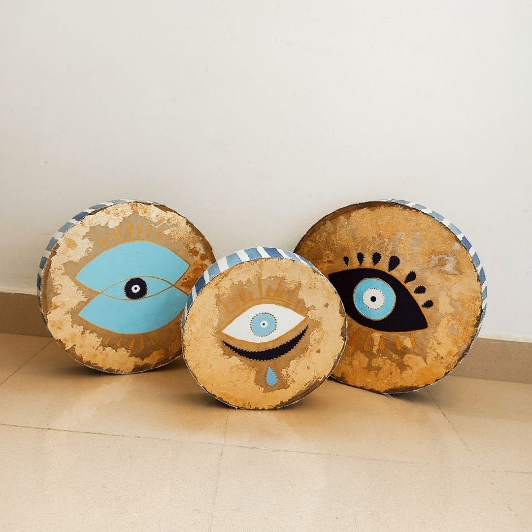 Blue Eye Hand Painted Daff Set of Three