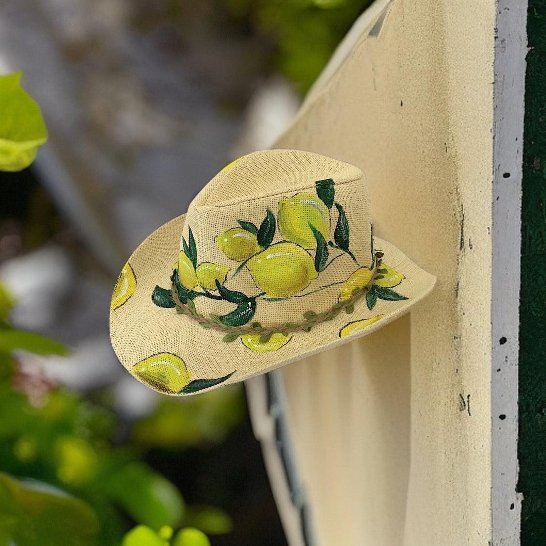 Lemon Hand Painted Summer Hat