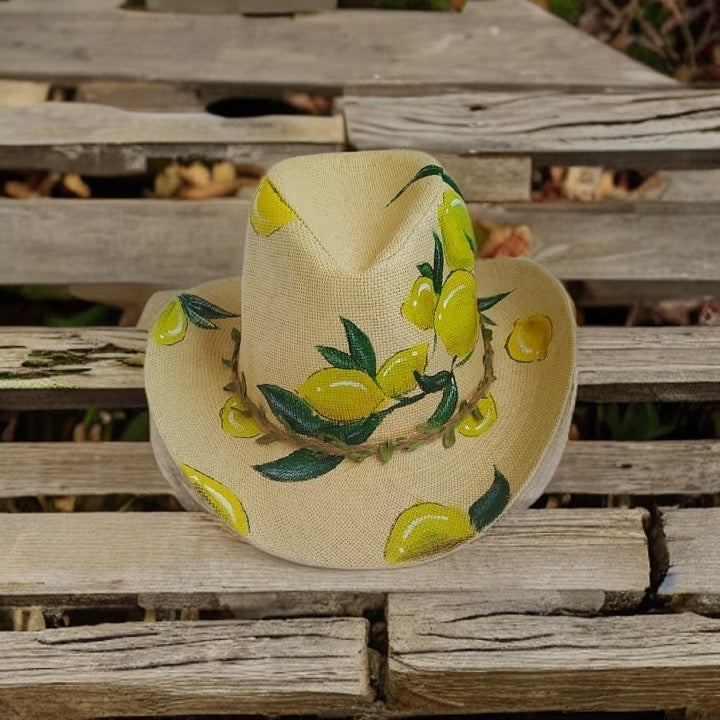 Lemon Hand Painted Summer Hat