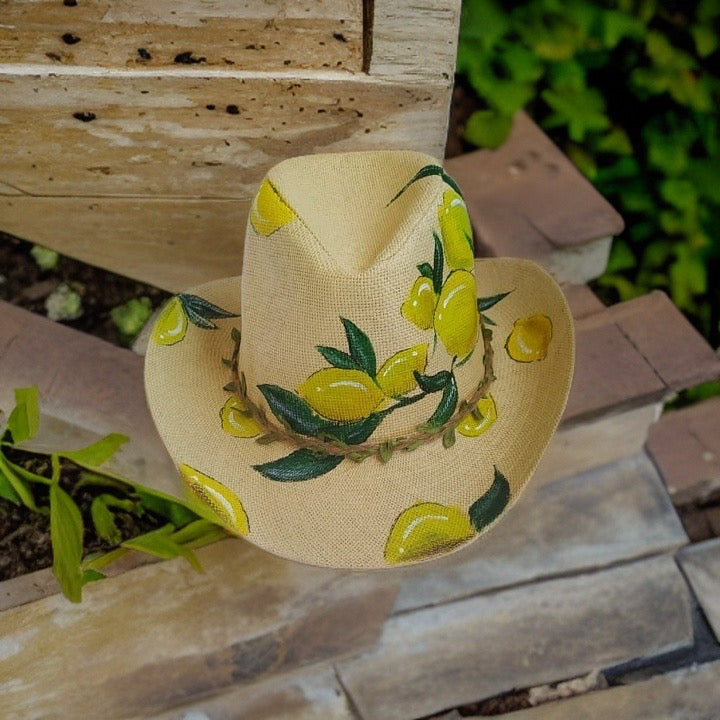 Lemon Hand Painted Summer Hat