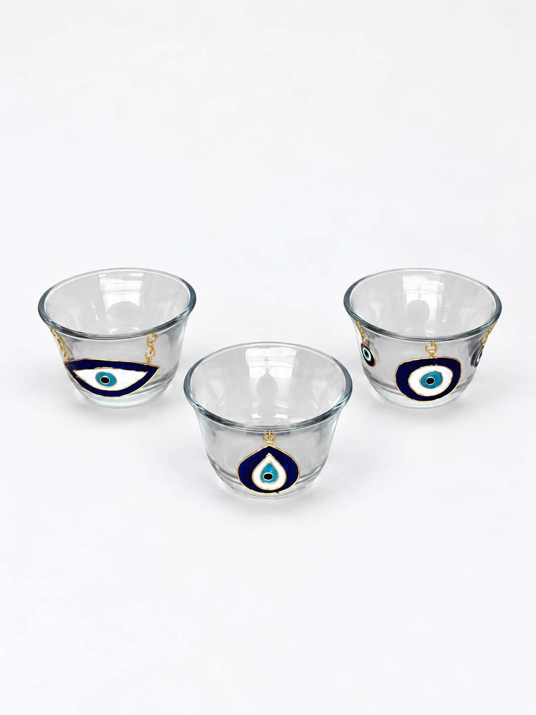 Golden Nazar with Chains Arabic Coffee Cups Set of Six