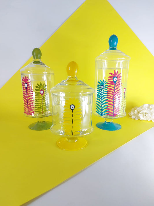 Peacock Feather – Candy Jars (Set of 3)