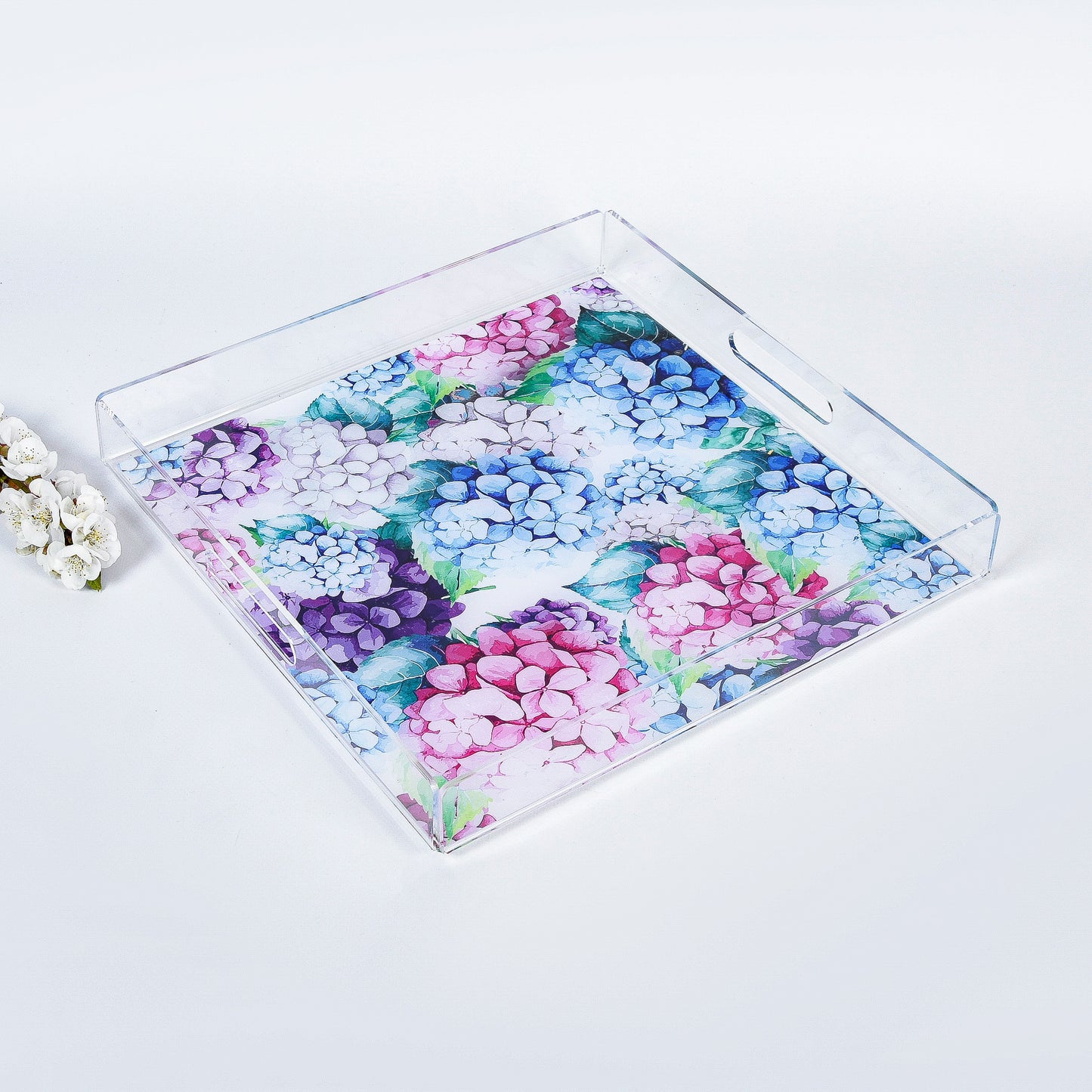 Hydrangea Plexi Tray 30X30CM