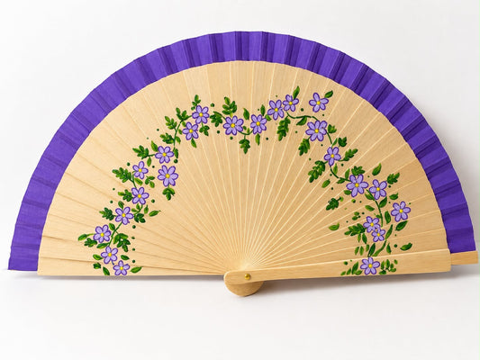 🌸 Hand-Painted Lavender Blossom Fan