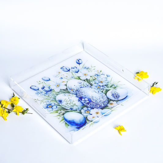 Blue Easter Egg Plexi Tray 30X30CM