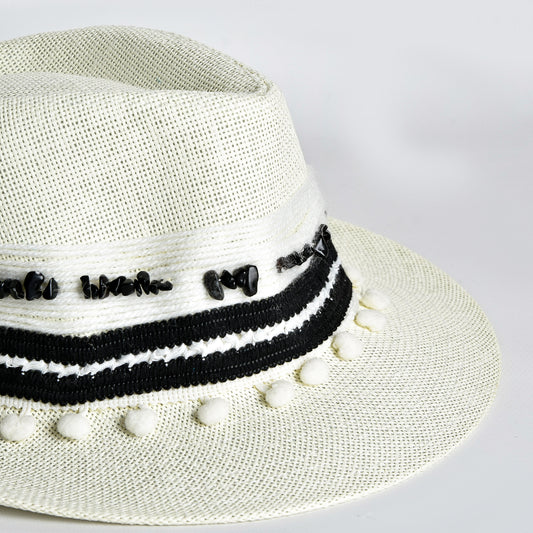 Off White Black Embellishment Hat