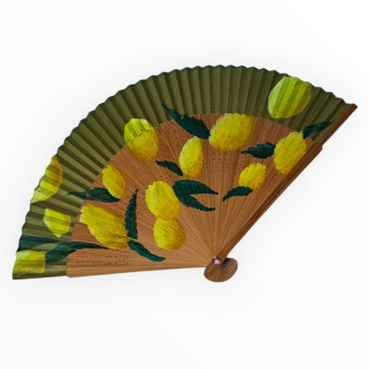 Hand-Painted Folding Fan - Lemons