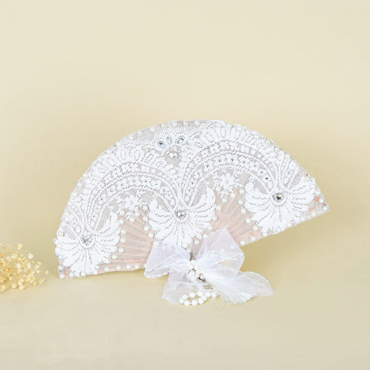 Bridal Fans – Lace & Pearl Elegance