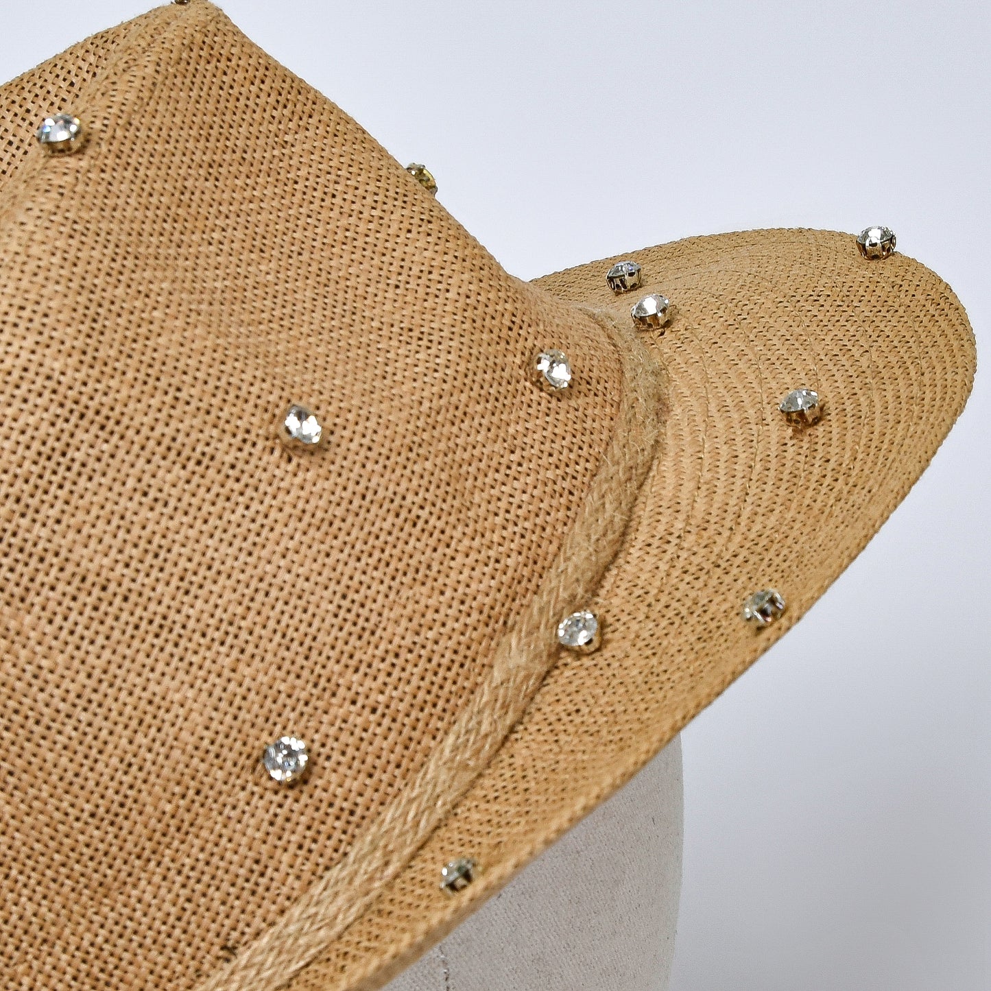 Beige Medium Hat with Rhinestones