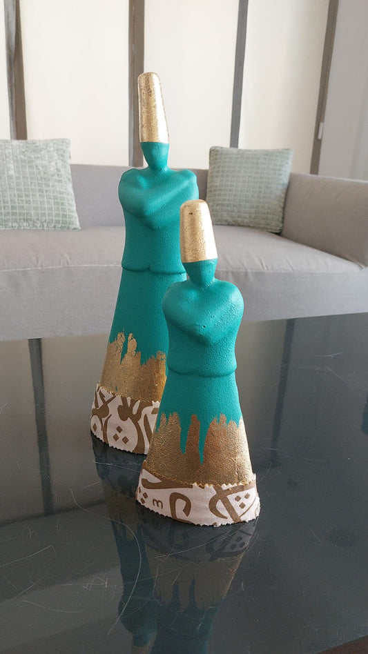 Standing Dervish With Gold Leaf with Calligraphy set of 2