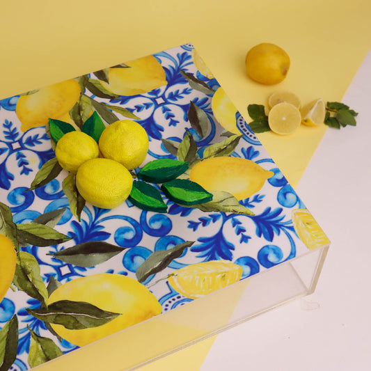 Fresh Lemons with Blue Plexi Box 25X25CM