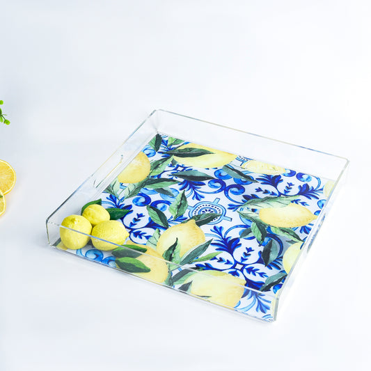 Fresh Lemons with Blue Plexi Tray 30X30CM