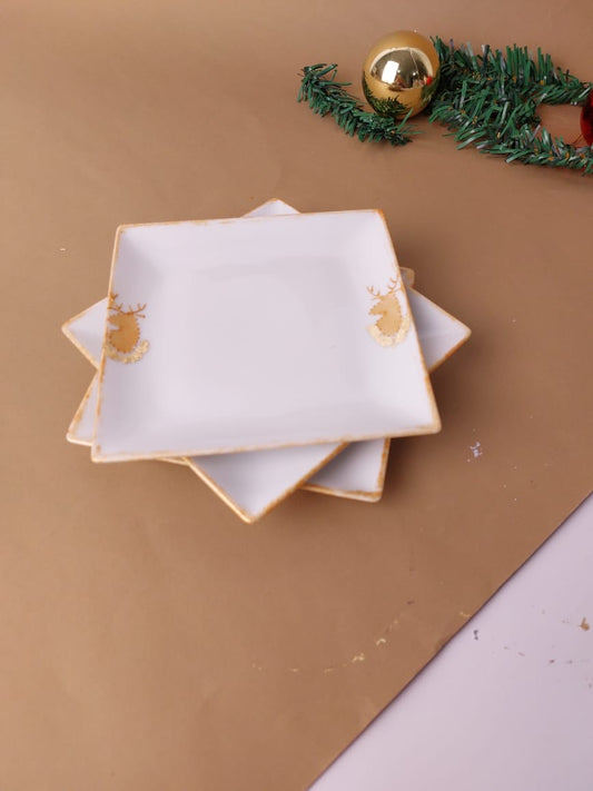 Metallic Deer Dessert Plates set of six